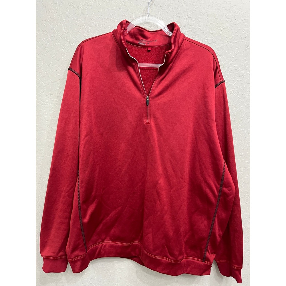 Nike Mens Golf Therma-FIT Quarter Zip Pullover XL Red Sport Athletic